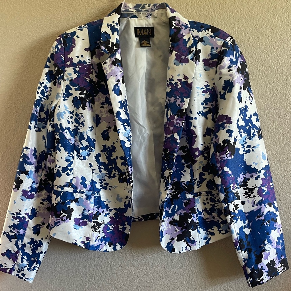 IMAN floral blue and purple blazer